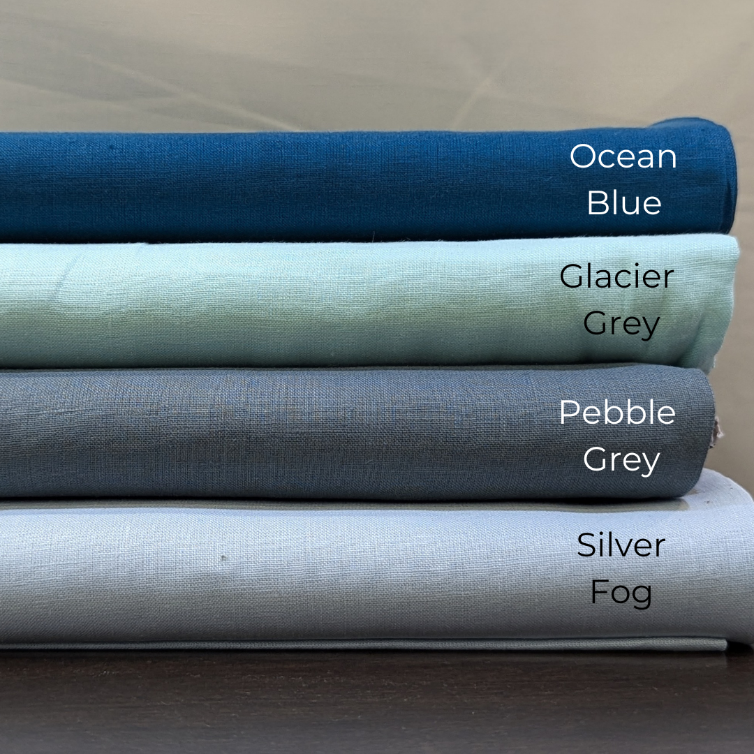 Pure Linen Fabrics in Light Blue, Grey Colors by the meter