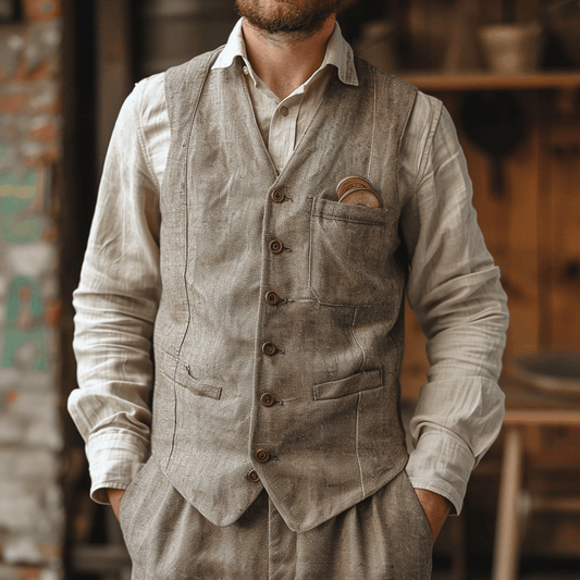 CROFT Structured Linen vest - OrganoLinen