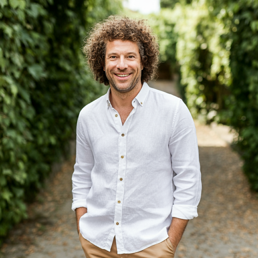 Men's Classic White Linen Shirt CLOUD