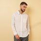 CONCORD Classic Linen Shirt for Men - White & Pink - OrganoLinen