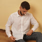 CONCORD Classic Linen Shirt for Men - White & Pink - OrganoLinen