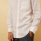 CONCORD Classic Linen Shirt for Men - White & Pink - OrganoLinen